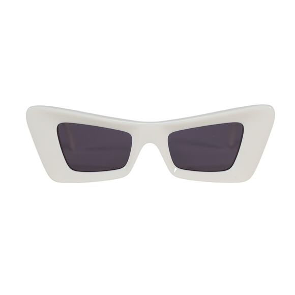 Off-White Narrow Geometric Rectangle Butterfly Sunglasses - White/Grey - NWT - Picture 2 of 13